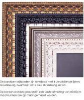 Krijtbord met goudkleurige barokke lijst, 60x80cm