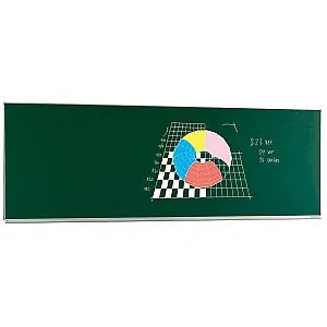 Schoolbord emaille, krijt groen, voor vaste muurmontage.