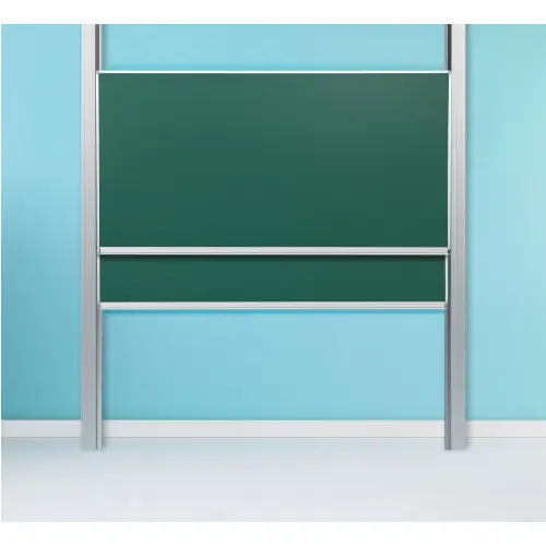 Dubbelvlaksbord schoolbord op dubbele kolommen, krijt groen.