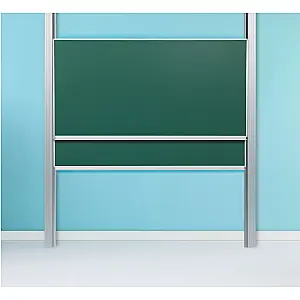 Dubbelvlaksbord schoolbord op dubbele kolommen, krijt groen.